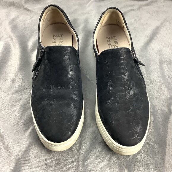 Naturalizer Hawthorn Slip On Sneaker Shoes Women's 10 M Black Leather Croc Snake - Picture 3 of 12